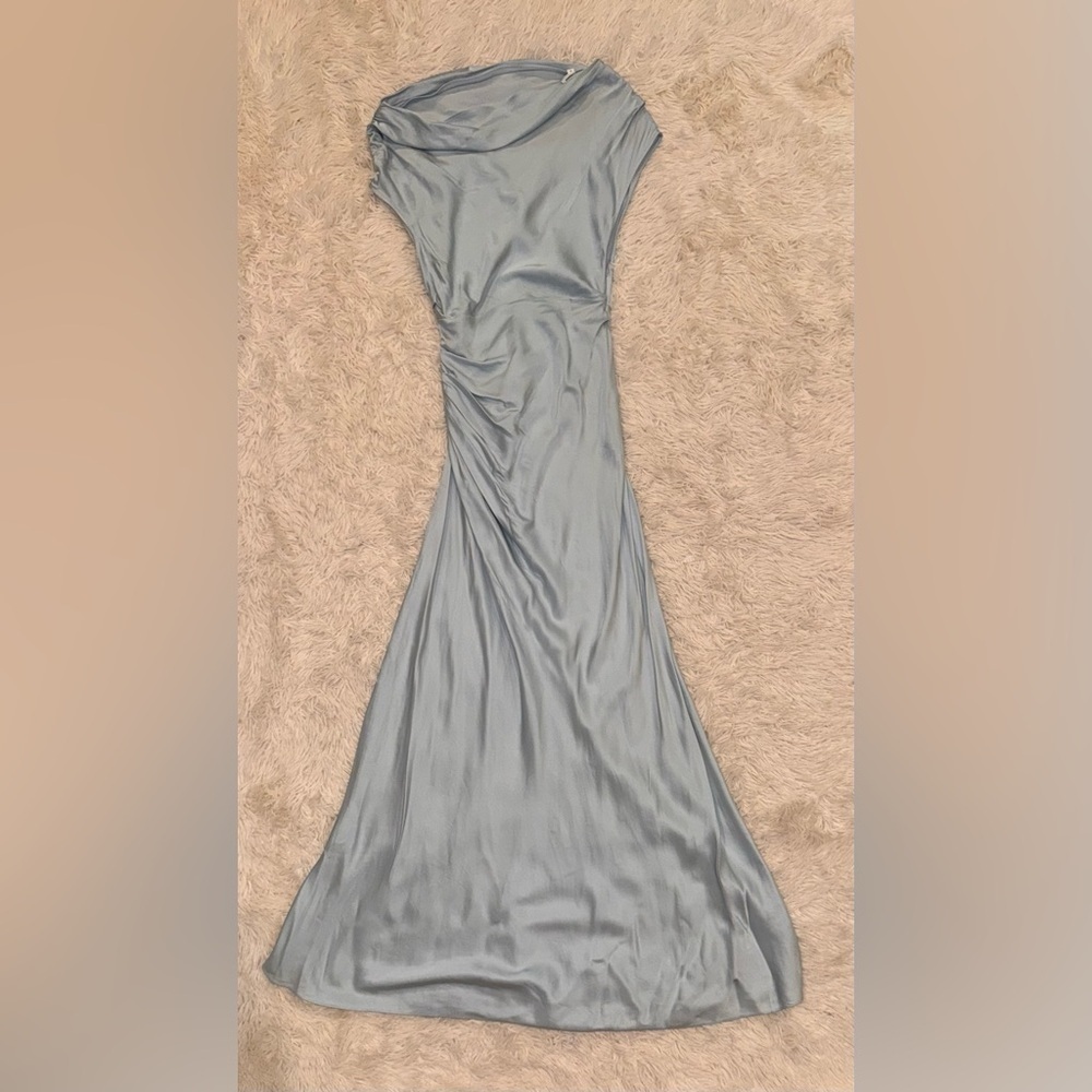 A.L.C. Pale Blue One-Shoulder Ruched Maxi Dress - Picture 11 of 14